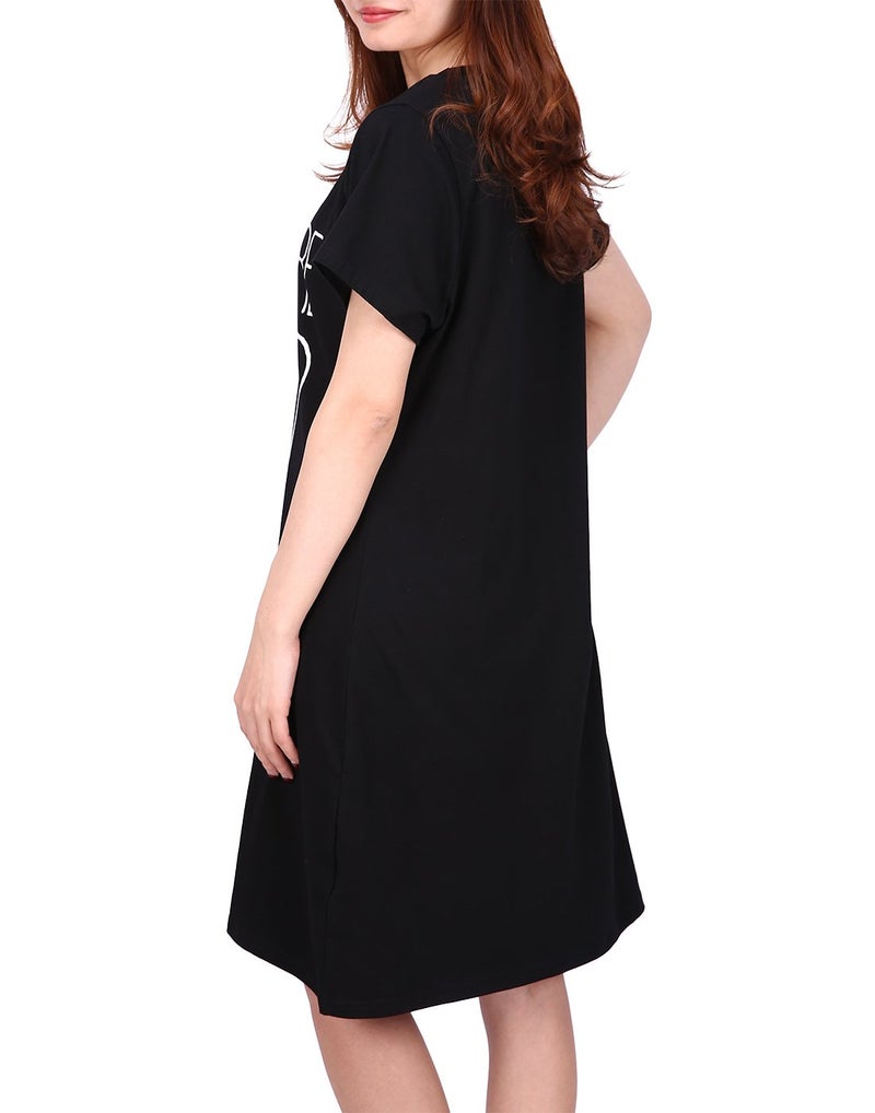 HDE Womens Cotton Sleepwear Nightgowns Short Sleeve Sleepshirt Print Night Shirt Loungewear Pajama Shirt Dress Plus Size S-5X - Small Medium, Need More Sleep - Image 2